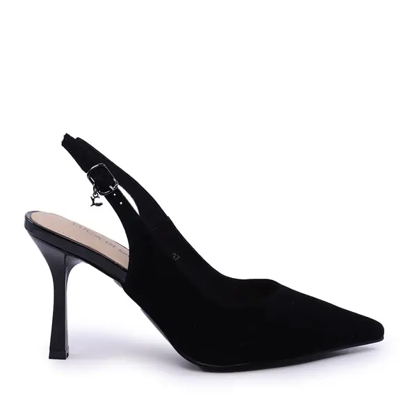Pantofi slingback femei Luca di Gioia negri din piele întoarsă 1269DD7301VN