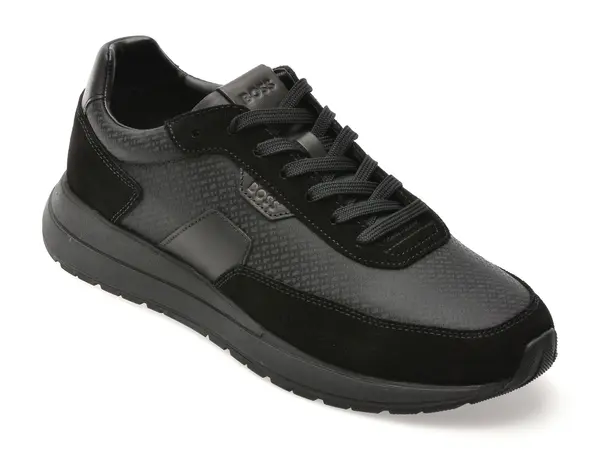 Pantofi sport BOSS negri, 7841, din material textil si piele naturala