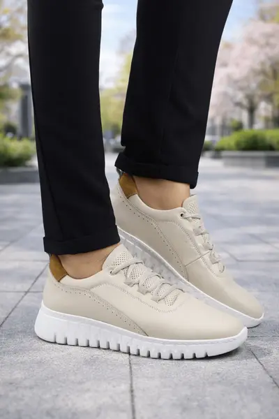 Pantofi Sport-Casual Din Piele Bej- SPEA BEIGE