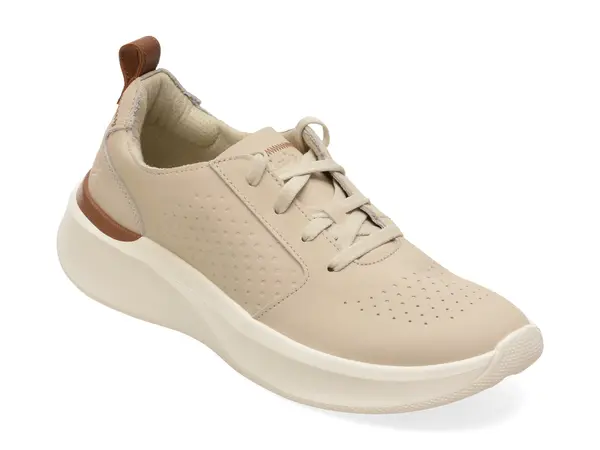 Pantofi sport CLARKS albi, SOLEVANA STYLE, din nabuc