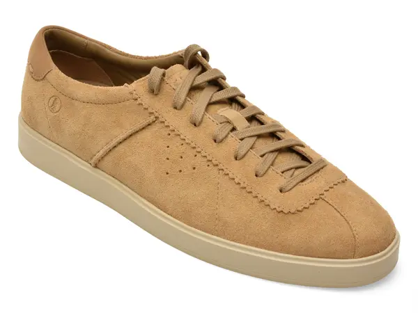 Pantofi sport CLARKS bej, LOCKFORD LACE, din piele intoarsa