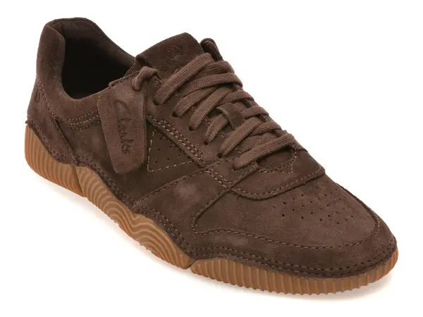 Pantofi sport CLARKS maro, SHARPHAM LACE, din piele intoarsa