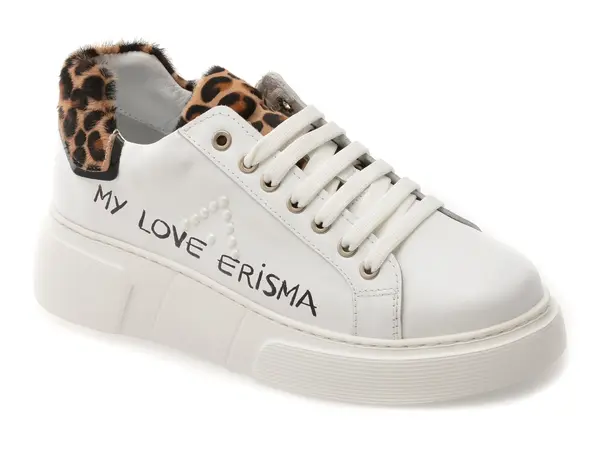 Pantofi sport ERISMA albi, 208907, din piele naturala