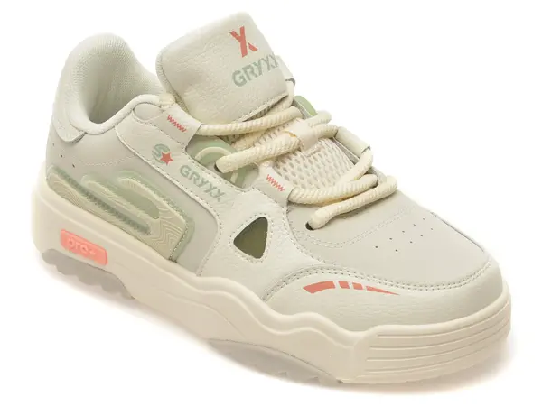 Pantofi sport GRYXX albi, 2A3227, din piele naturala