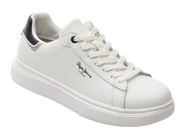 Pantofi sport PEPE JEANS albi, MS0044, din piele naturala