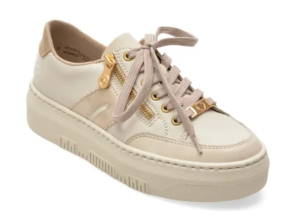 Pantofi sport RIEKER crem, M1912, din piele naturala