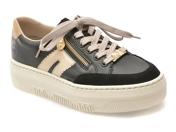 Pantofi sport RIEKER negri, M1912, din piele naturala