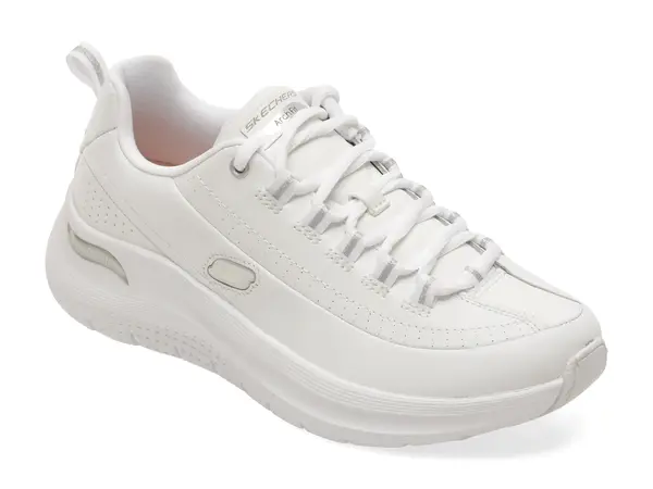 Pantofi sport SKECHERS albi, ARCH FIT 2.0, din piele ecologica