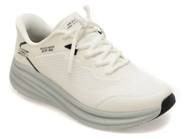 Pantofi sport SKECHERS albi, BOBS SKILLZ, din material textil