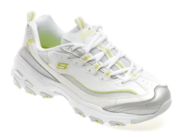 Pantofi sport SKECHERS albi, D LITES, din piele ecologica
