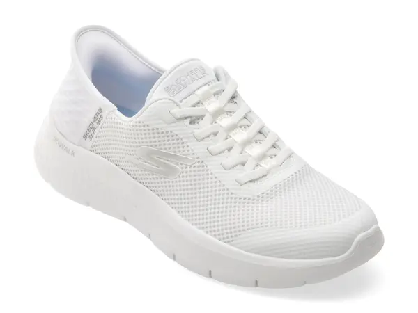 Pantofi sport SKECHERS albi, GO WALK FLEX, din material textil