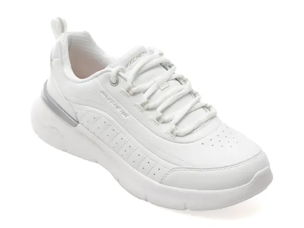 Pantofi sport SKECHERS albi, SKECH-AIR DYNAMIGHT 2.0, din piele ecologica