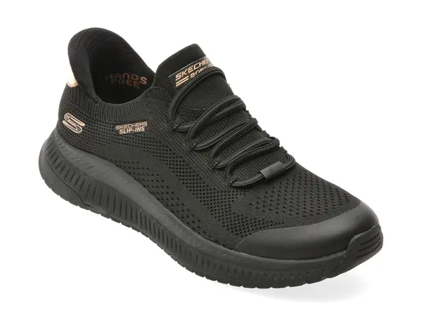 Pantofi sport SKECHERS negri, BOBS SQUAD 4, din material textil