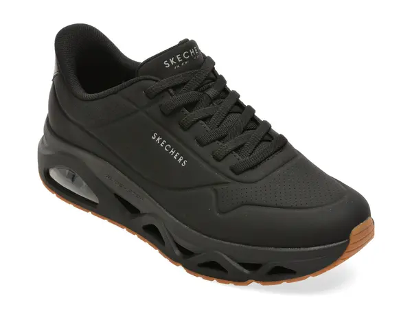 Pantofi sport SKECHERS negri, UNO GLIDE-STEP, din piele ecologica