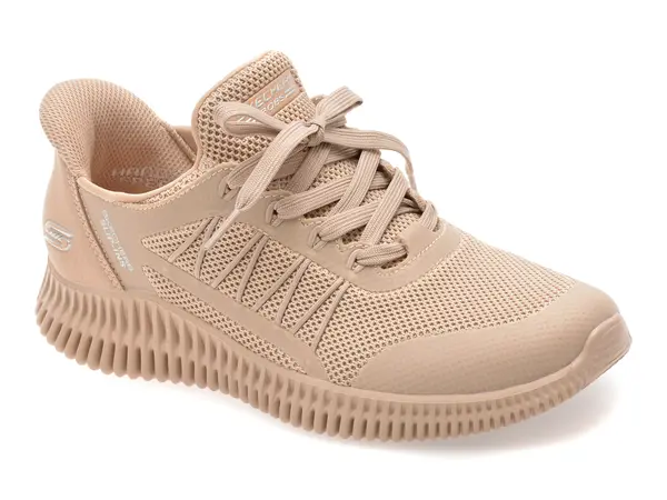 Pantofi sport SKECHERS nude, BOBS GEO LITE, din material textil