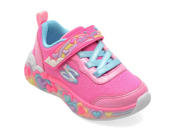 Pantofi sport SKECHERS roz, ETERNAL HEART LIGHTS, din material textil