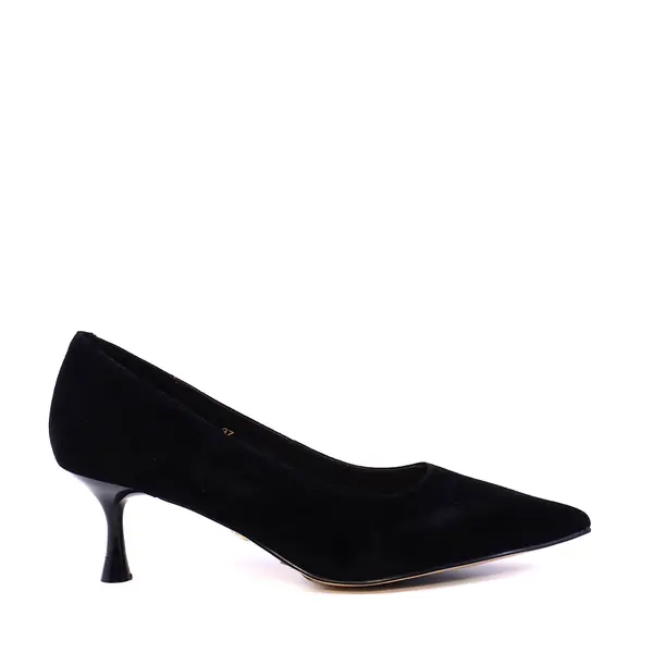 Pantofi stiletto cu toc mic femei Luca di Gioia negri din piele întoarsă 1261DP8861VN