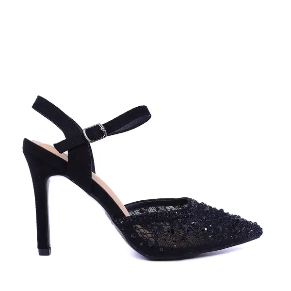 Pantofi stiletto d'orsay femei Enzo Bertini negri cu ștrasuri 1399DD7110N