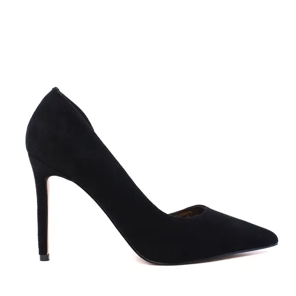Pantofi stiletto d'orsay femei Enzo Bertini negri din piele întoarsă 1111DD3300VN