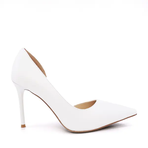 Pantofi stiletto D'Orsay femei Luca di Gioia albi din piele 1261DD7263A