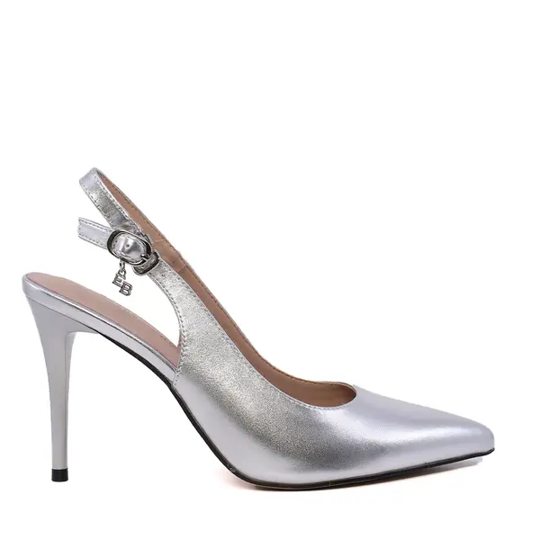 Pantofi stiletto slingback femei Enzo Bertini argintii din piele 1111DD2336AG