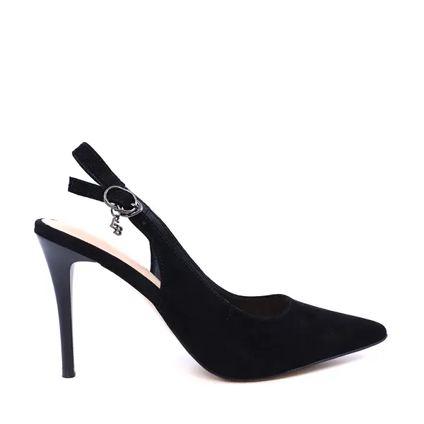 Pantofi stiletto slingback femei Enzo Bertini negri din piele întoarsă 1119DD2336VN