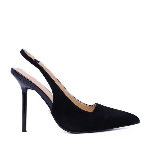 Pantofi stiletto slingback femei Enzo Bertini negri din piele întoarsă 1391dd9471vn