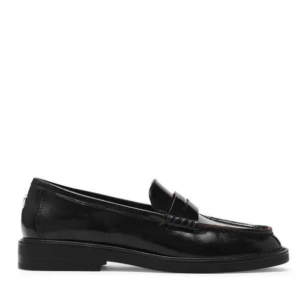 Pantofi tip loafer femei Steve Madden Adison negri din piele lăcuită 1460DPADISONN