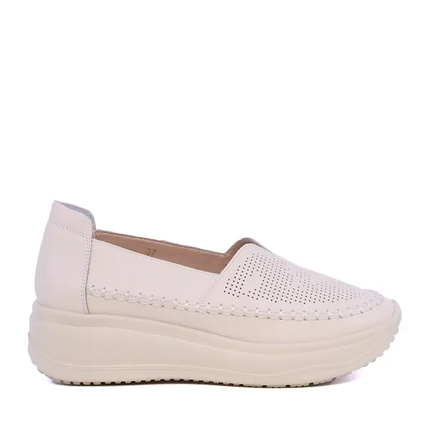 Pantofi tip slip on femei Benvenuti bej din piele 3749DPF011BE