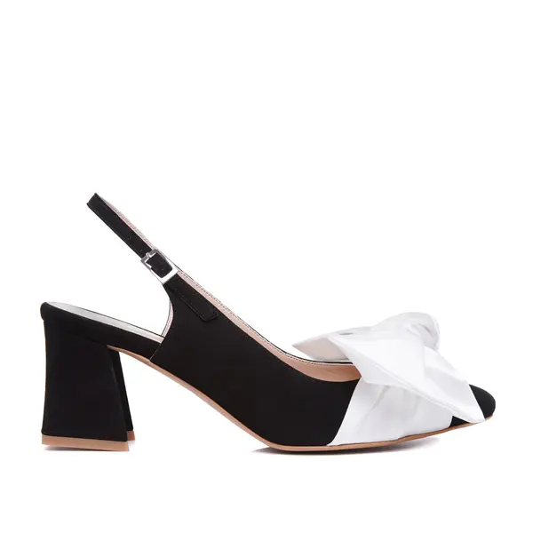Pantofi Vesa, Piele Intoarsa, Negru/Alb - 37 / 9.5cm