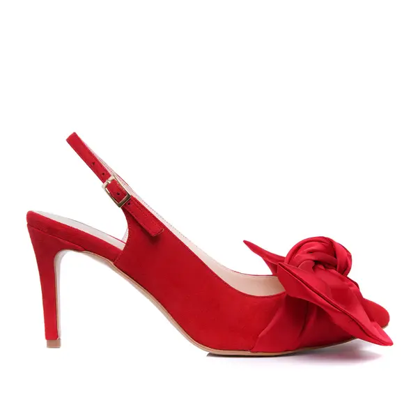 Pantofi Vesa, Piele Intoarsa, Rosii - 34 / 8 cm