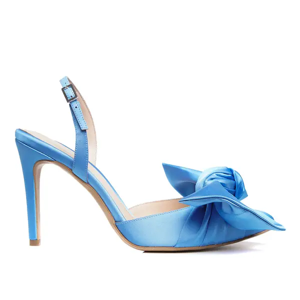 Pantofi Vesa Satin, Varf Ascutit, Albastru-Celest - 38 / 1 cm