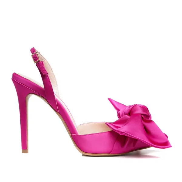 Pantofi Vesa Satin, Varf Ascutit, Fucsia - 38 / 8 cm
