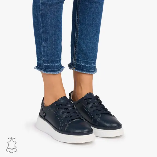 Pantofii casual piele naturala COMOZI CRL1070 CULOARE: NAVY