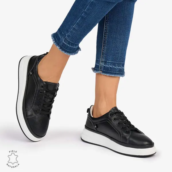 Pantofii casual piele naturala COMOZI CRL1070 CULOARE: NEGRU