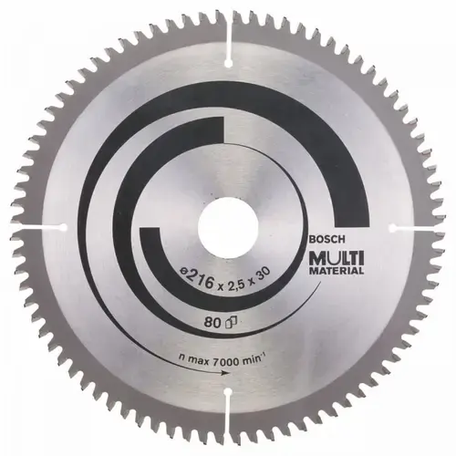 Panza de ferastrau circular Bosch Multi Material, 216 x 30 mm, 80 dinti