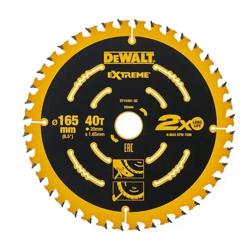 Panza fierastrau circular DeWALT EXTREME DT10301-QZ, 165x20 mm, 40 dinti