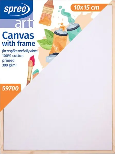 Pânză pentru pictură cu ramă de lemn Spree Art - 10 x 15 cm, bumbac