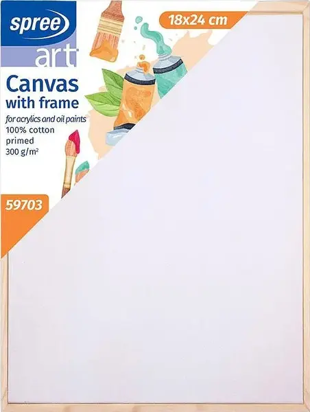 Pânză pentru pictură cu ramă de lemn Spree Art - 18 х 24 cm, bumbac