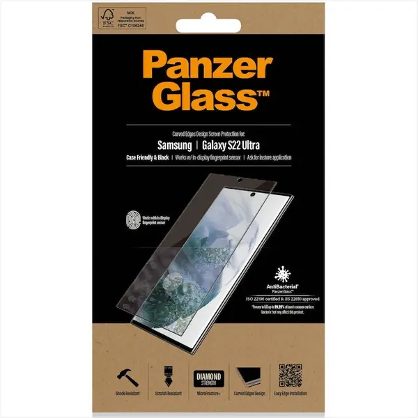 Panzerglass Folie protectie ecran Panzerglass E2E Microfracture Samsung S22 Ultra, Edge-to-Edge, Microfracture