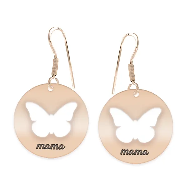 Papilio - Cercei personalizati banut cu fluturas decupat din argint 925 placat cu aur roz
