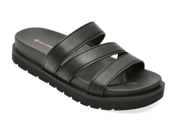 Papuci CALL IT SPRING negre, MARRAKECHH 001, din piele ecologica