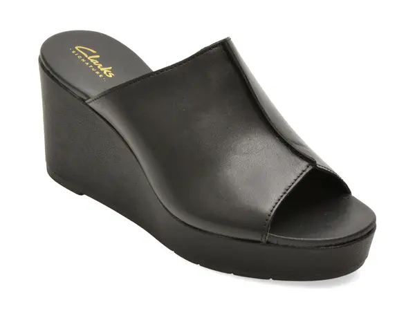 Papuci CLARKS negri, SABINA MULE, din piele naturala