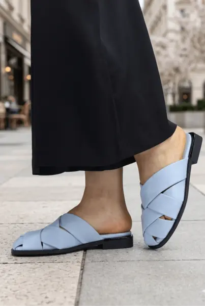 Papuci Dama din Piele Naturala Negri - Toscana BLU