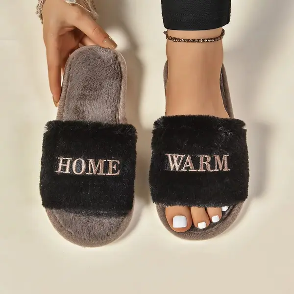 Papuci de casa pentru femei PC009, Home&Warm, Negru