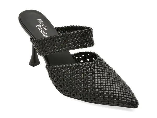 Papuci eleganti FLAVIA PASSINI negri, Q4068, din piele ecologica