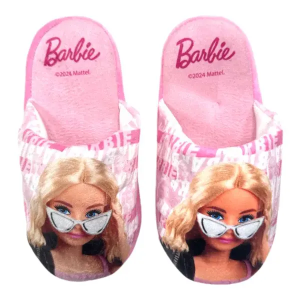 Papuci fetite, plusati, multicolor, talpa antiderapanta, Barbie Engros