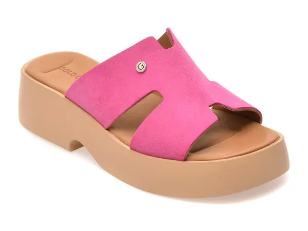 Papuci GOLD DEER fucsia, 13211, din piele intoarsa