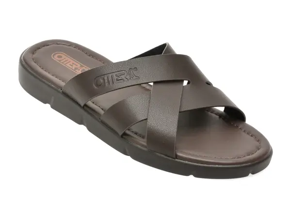 Papuci OTTER maro, FM60008, din piele naturala