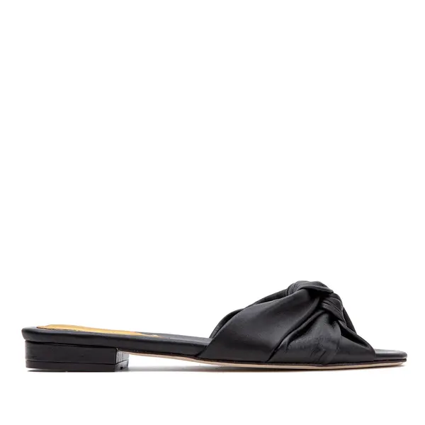 Papuci Sofia Piele Naturala, Negri - 39 / 6 cm - Subtire